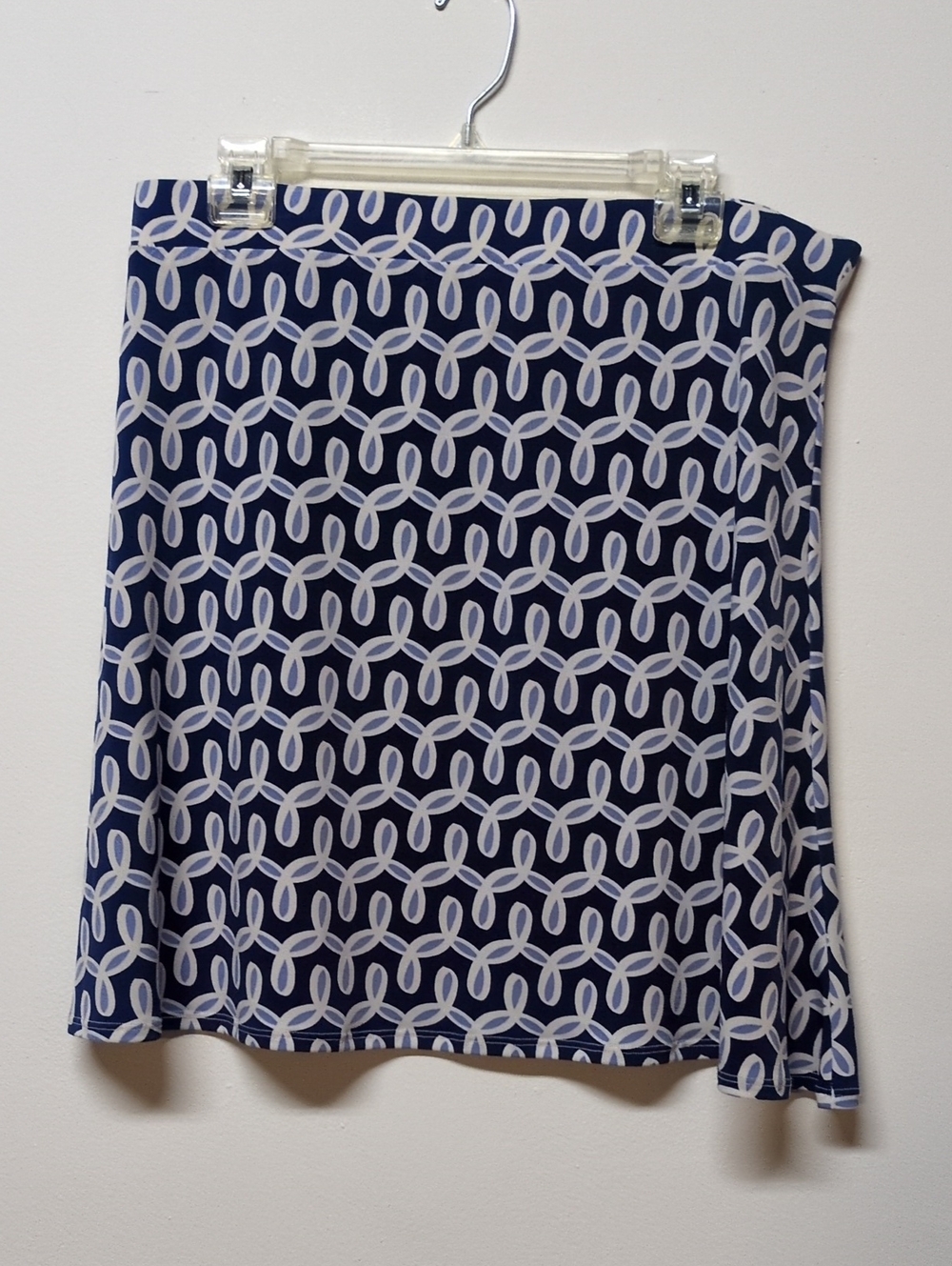Leota Blue White Cossette Knit Skirt Size CL